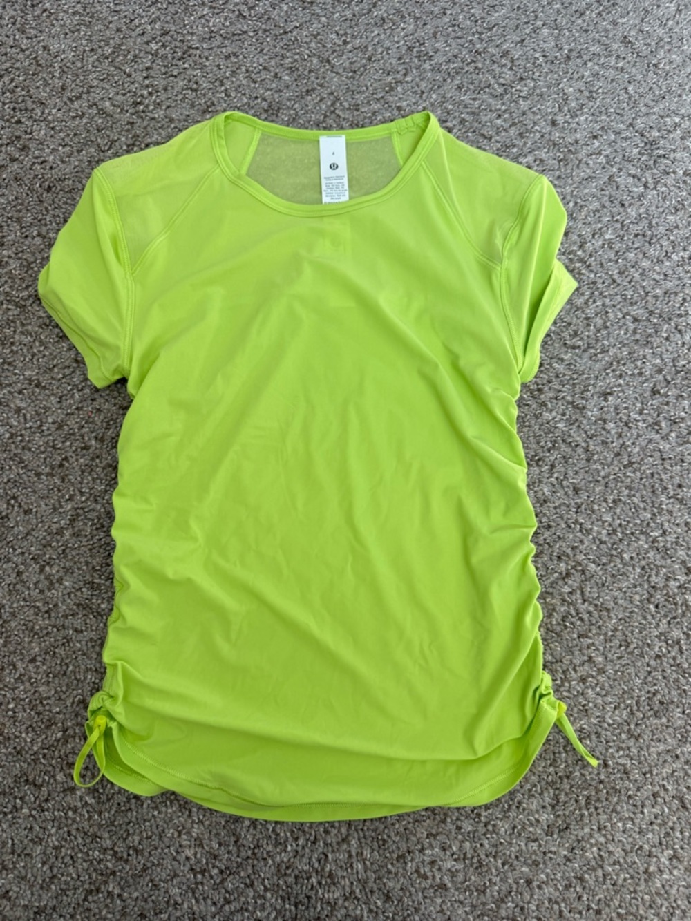 lululemon athletica Neon Lime Side-Ruched Short Sleeve Tee
